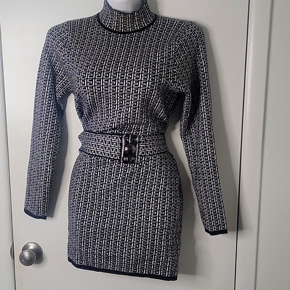 Belted sweater dress